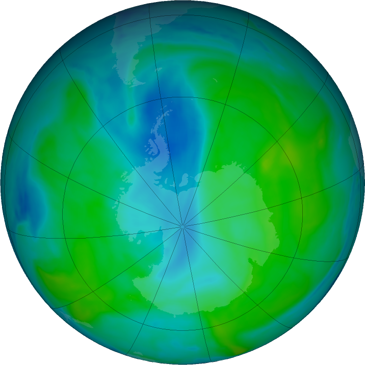 Antarctic ozone map for 08 February 2020
